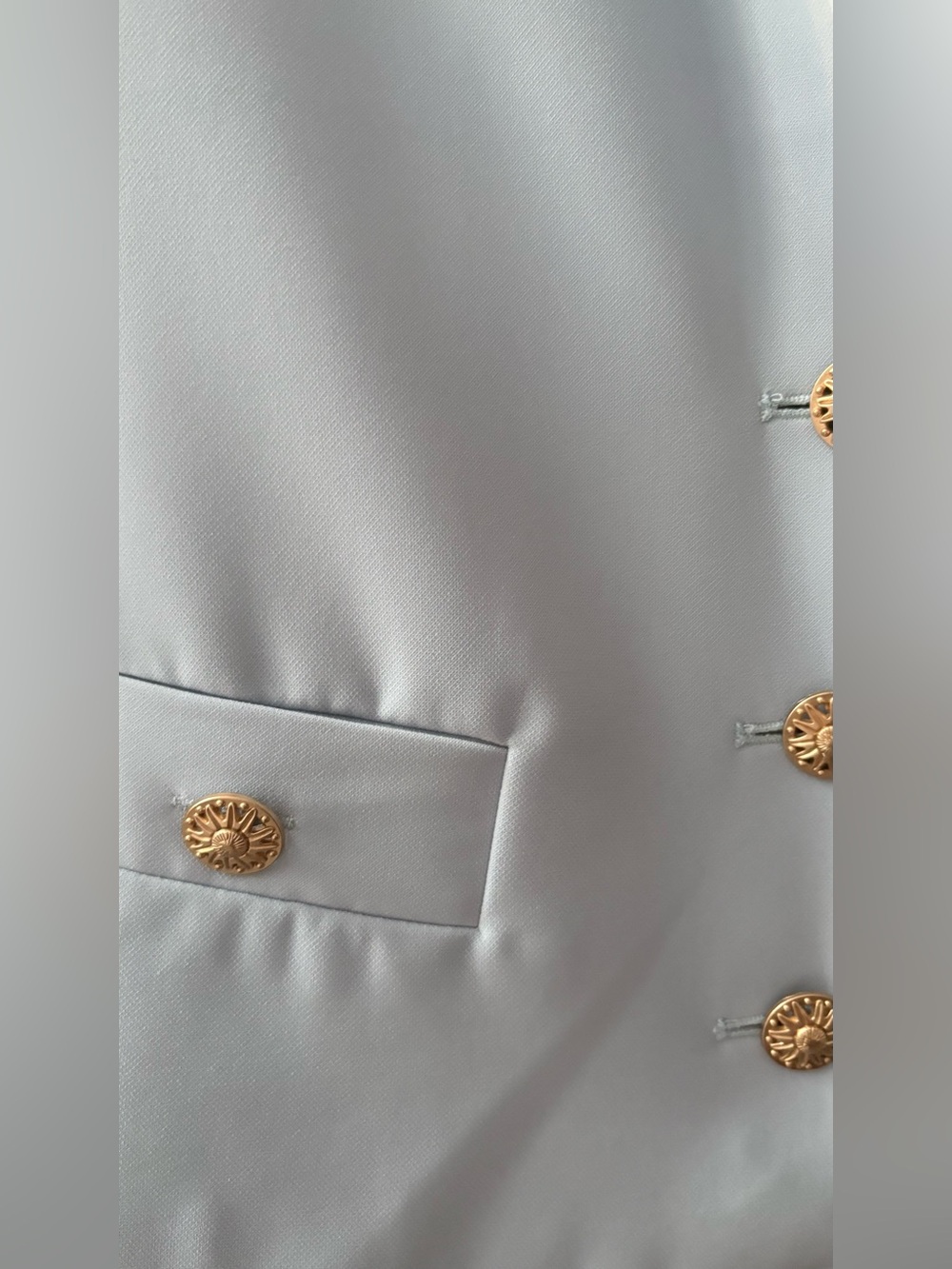ESQUALO Pale Blue Cropped Blazer with Gold Buttons - Picture 12 of 13